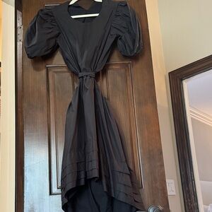English Factory Black Cut Out Dress with Puff Sleeves